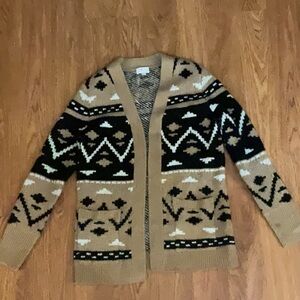 True Craft Black and Tan Knit Cardigan